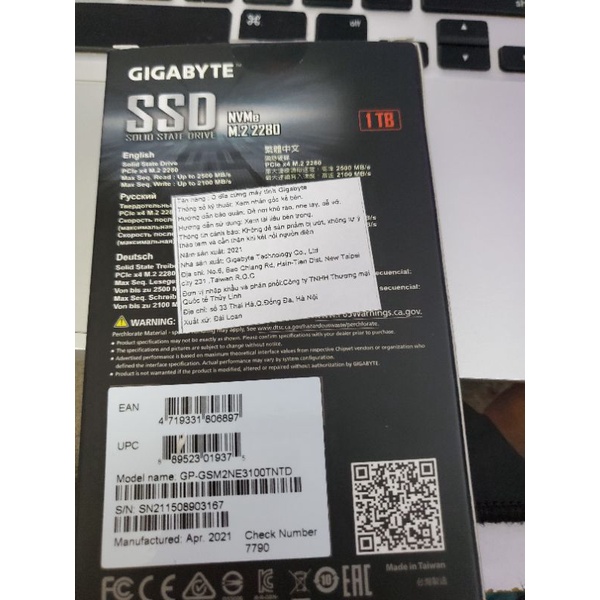 Gigabyte Nvme 1tb likenew