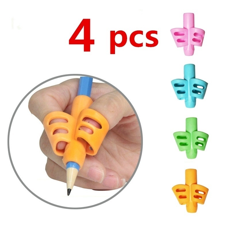 Set 4 Dụng Cụ Hỗ Trợ Điều Chỉnh Tư Thế Cầm Bút Bằng Silicone Cho Trẻ Em