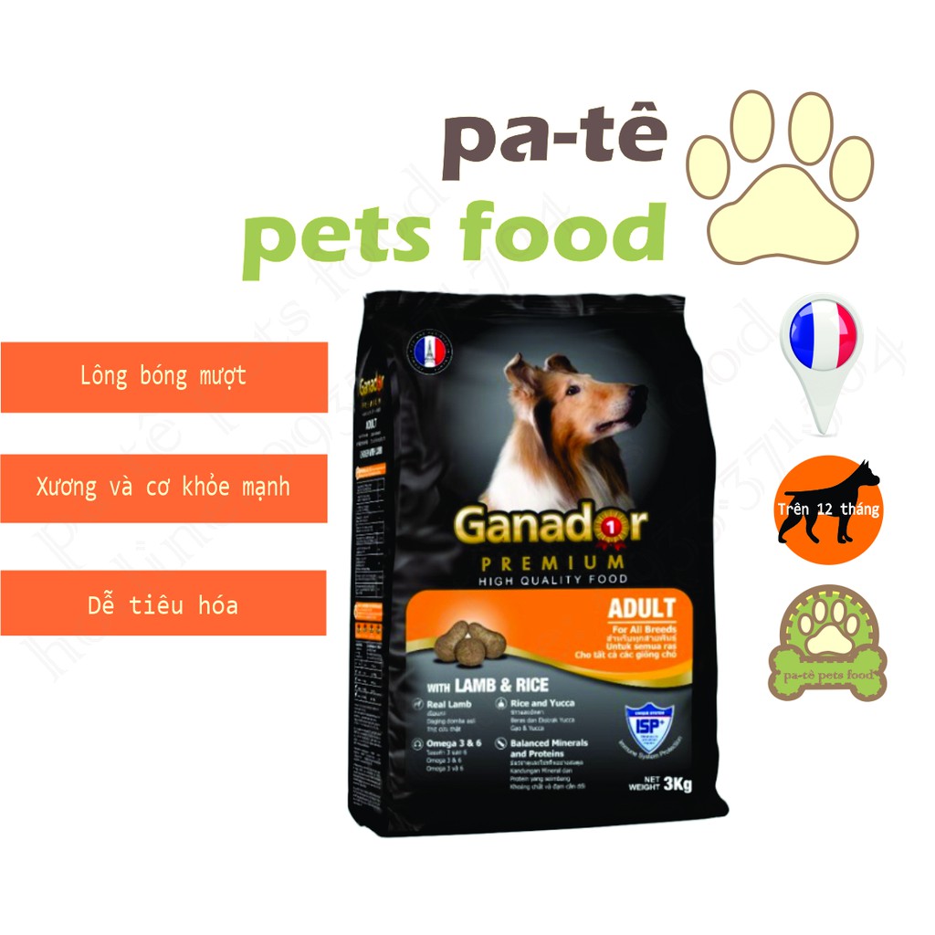 Hạt thức ăn cho chó trưởng thành Ganador vị thịt cừu 400g