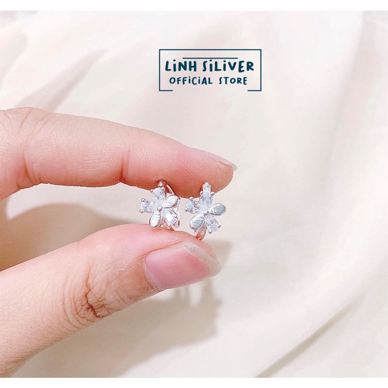 BÔNG TAI BẤM HOA CHO BÉ GÁI BẠC TA- KHUYÊN BẤM TRÒN