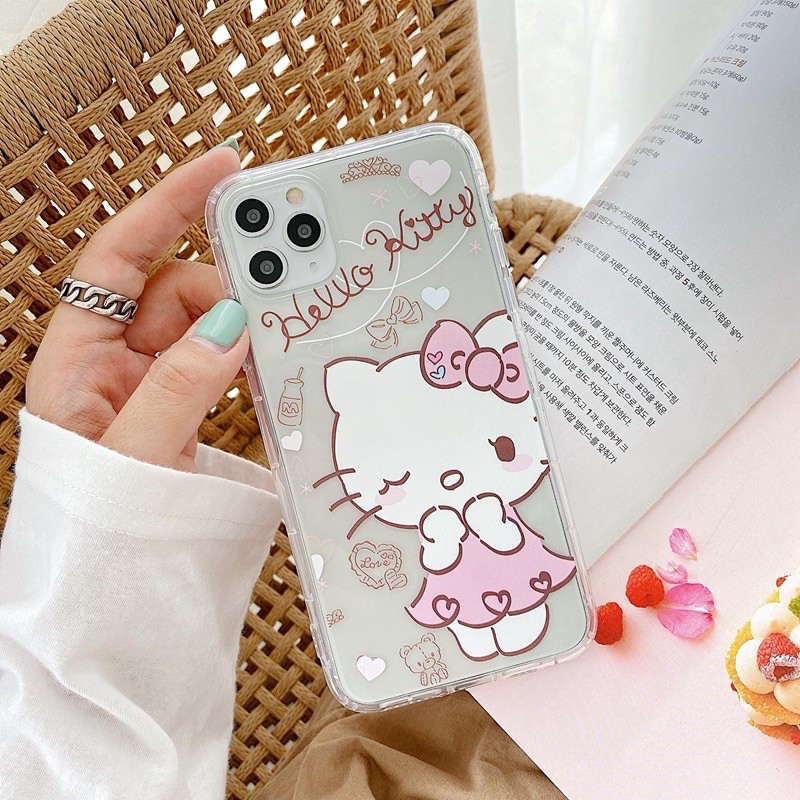 Ốp Lưng Case Iphone Dẻo  Hello kitty hồng Trong Không Ngả Màu 7g/8g/7Plus/8Plus/X/Xs/Xsmax/Xr/11/11Pro/11Promax/12/12pr