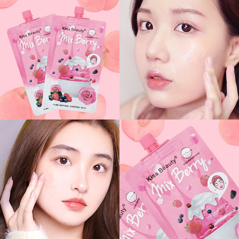 KISS BEAUTY 1 bộ 4 miếng Bộ trang điểm giá rẻ nhất - (Kem nền dạng lỏng+Phấn nền+Mặt nạ trái cây+Tẩy trang) KB-4JT-D01