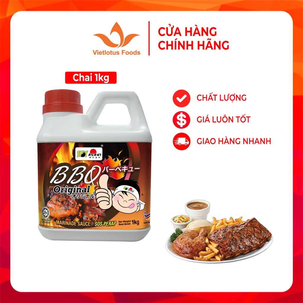 Sốt ướp thịt BBQ Soy Asahi nhập khẩu Malaysia - 1 Kg/ Chai