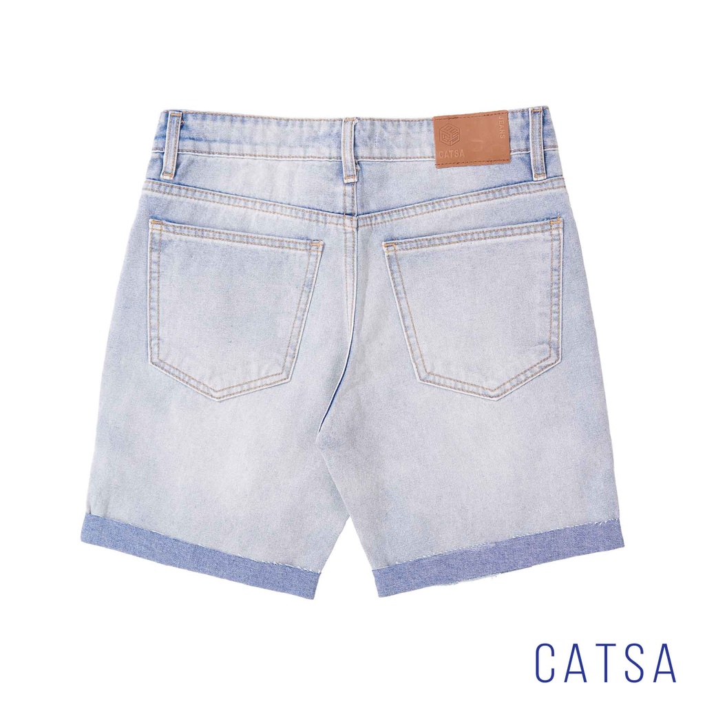 Quần lửng jeans xanh bạc CATSA chất liệu jeans cotton mặc thoải mái, co giãn nhẹ, thoải mái vận động QSM037