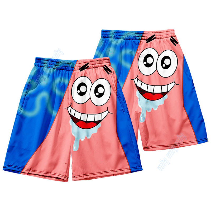 Quần Short Nam Đi Biển In Hình SpongeBob Patrick Star
