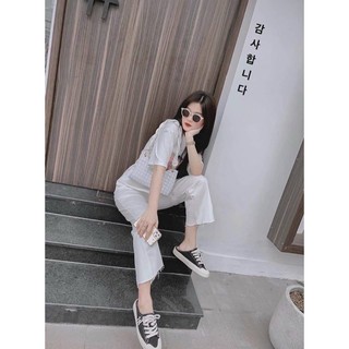 Set quần trắng áo thun trắng