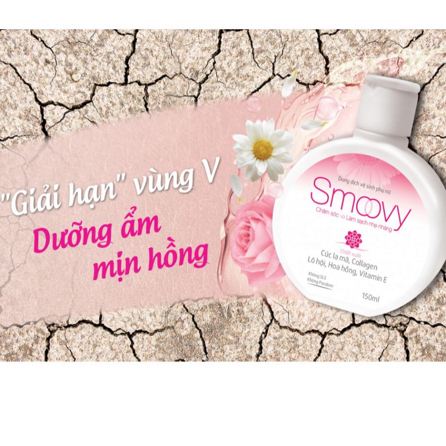 Smoovy Dung dịch vệ sinh phụ nữ không xà phòng – Giúp thơm hồng, hết khô hạn âm đạo(chai 150ml)