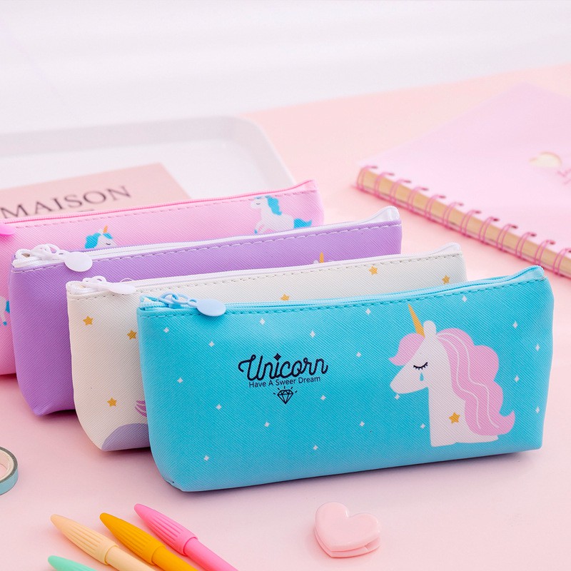 Hộp bút vải canvas hình unicorn cute dễ thương xinh xắn