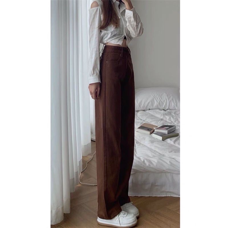 Quần ống rộng nâu hot trend