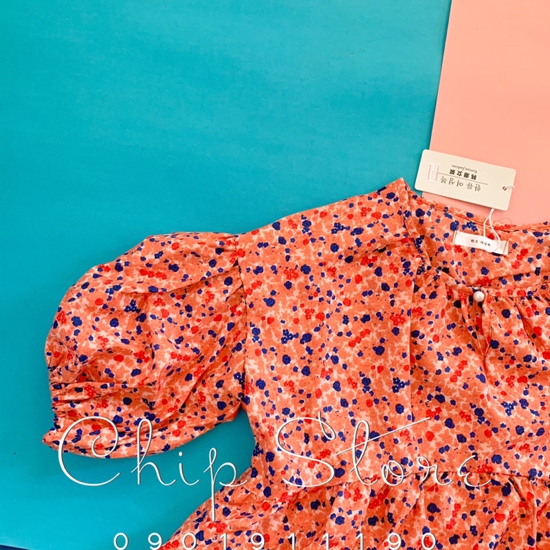 VÁY SUÔNG HOA NHÍ TAY PHỒNG SIÊU XINH KOREA STYLE