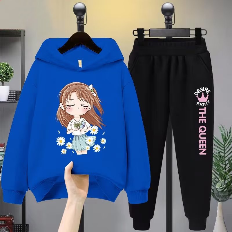 Bộ Áo Hoodie + Quần Dài In Họa Tiết Phong Cách Phương Tây Thời Trang Mùa Thu Cho Bé