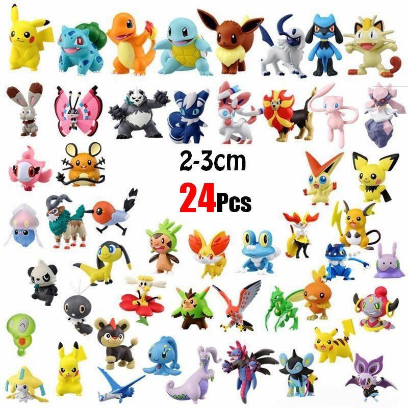 Bộ 24 mô hình đồ chơi pikachu kích thước 2-3cm