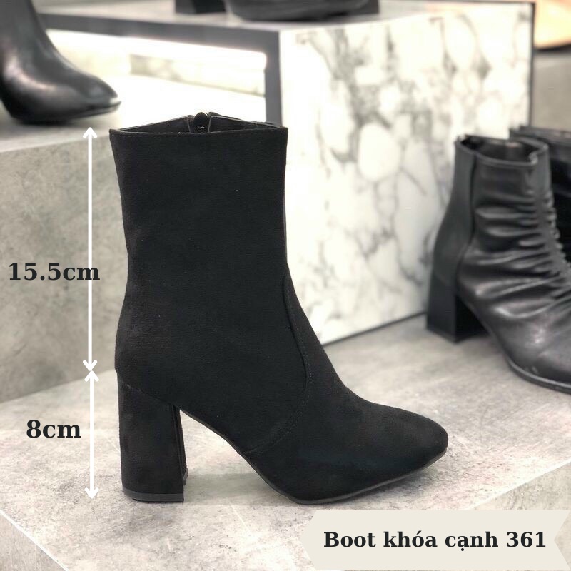 BOOT NỮ GIẦY BỐT NỮ LỬNG CỔ CAO KHOÁ CẠNH 7 PHÂN CHẤT DA LỘN DÀY LOẠI ĐẸP 361 (BOOT THU CÓ LÓT LÔNG)