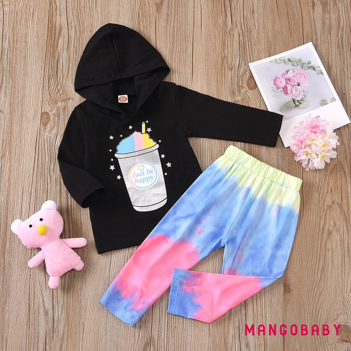 Set Áo Hoodie Tay Dài In Họa Tiết Hoạt Hình + Quần Dài Co Giãn Tốt Phối Màu Nhuộm Cá Tính Cho Nữ