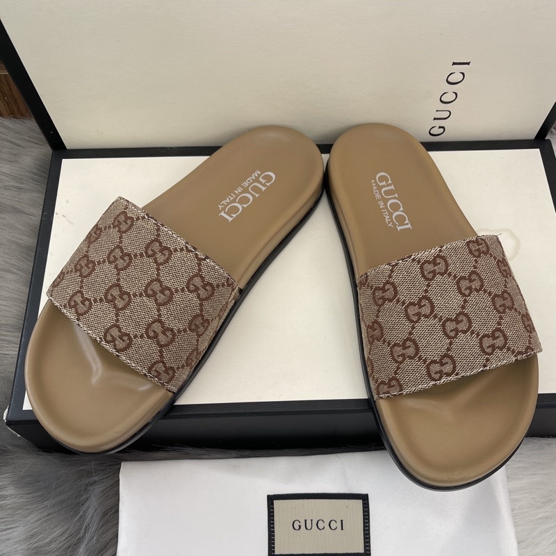 Dép quai ngang nam vân chìm vàng quai vàng kèm video)