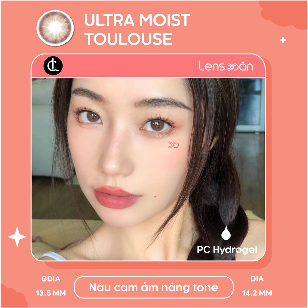 KÍNH ÁP TRÒNG CAO CẤP SIESTA ULTRA MOIST TOULOUSE ( PC HYDROGEL)- COLORCL : LENS NÂU CAM NÂNG TONE MẮT ẤM ÁP | LENS XOẮN