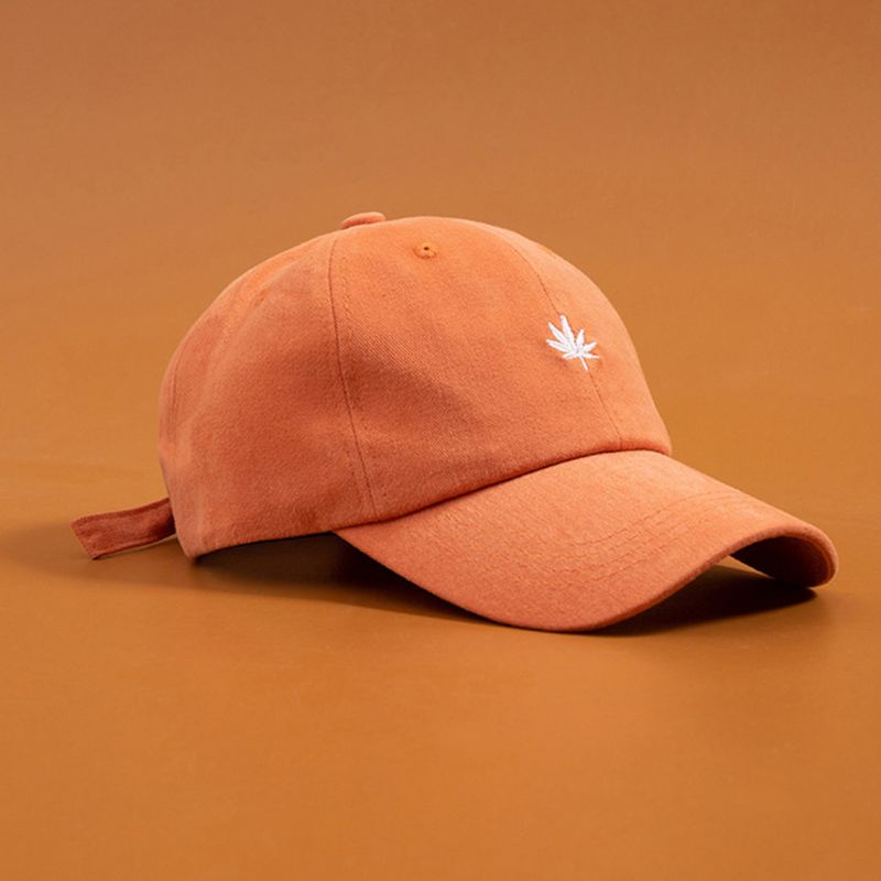 Mũ Lưỡi Trai Chất Liệu Cotton Màu Trơn Thêu Họa Tiết Chiếc Lá Thời Trang Cho Nam Và Nữ