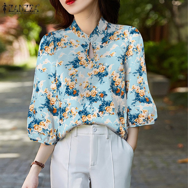 ZANZEA Áo Nữ Tay Lỡ 3 / 4 Cổ Tròn Thời Trang