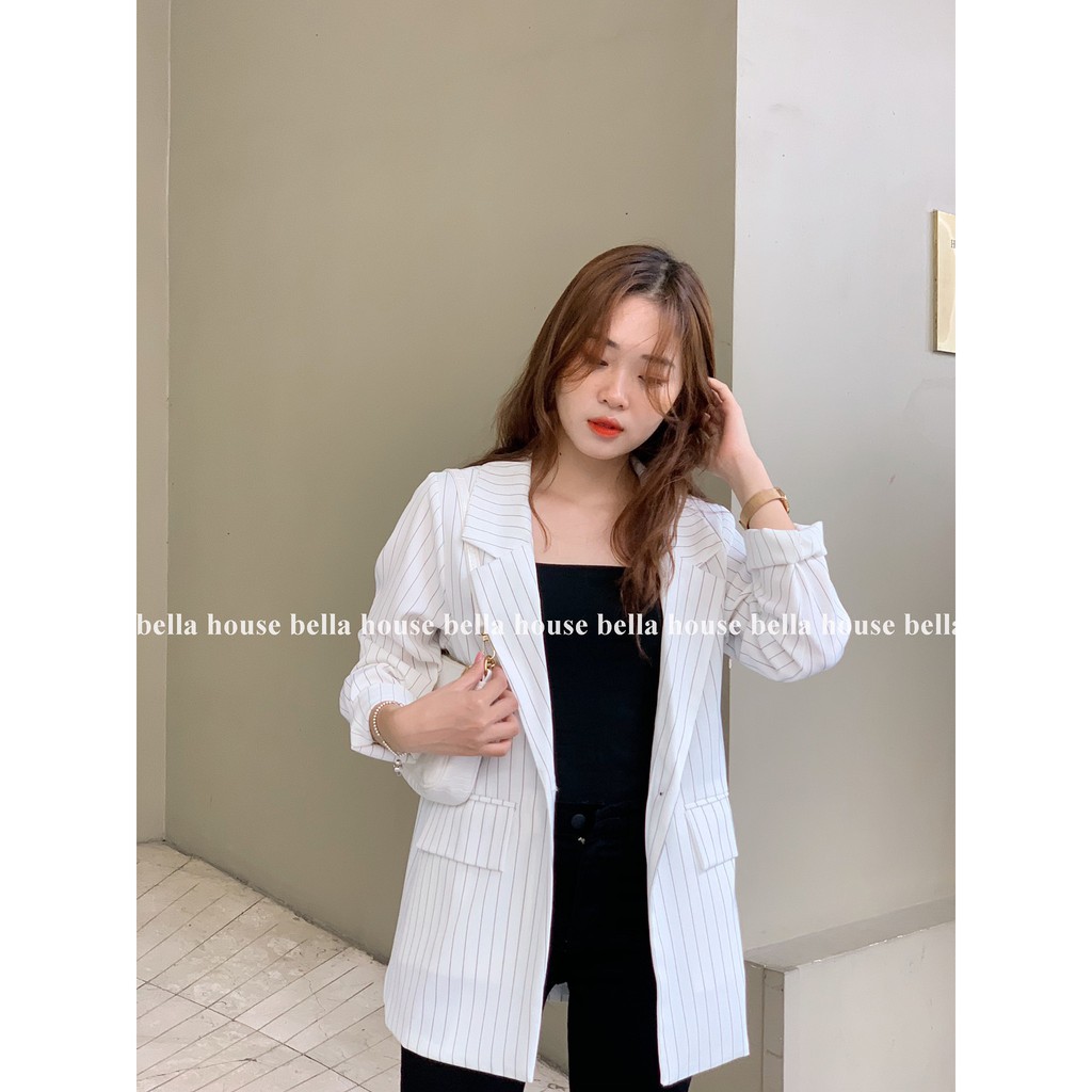 Áo blazer kẻ sọc trắng