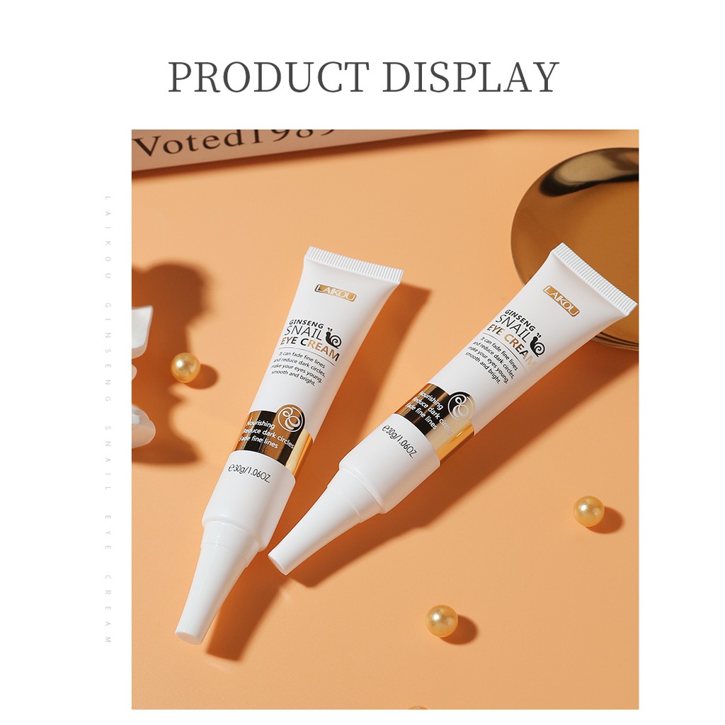 (Hàng Mới Về) Kem Dưỡng Da Mắt Laikou Tinh Chất Ốc Sên Và Nhân Sâm Chống Lão Hóa 30g | BigBuy360 - bigbuy360.vn