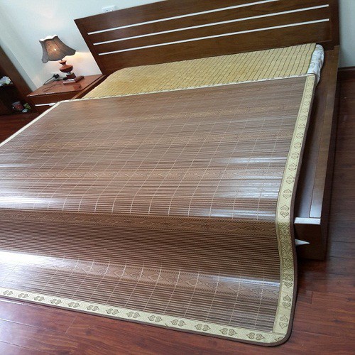 Chiếu Trúc Tăm Vân Gỗ In Hoa Mát Lạnh Mùa Hè Màu Gỗ - Họa Tiết Ngẫu Nhiên