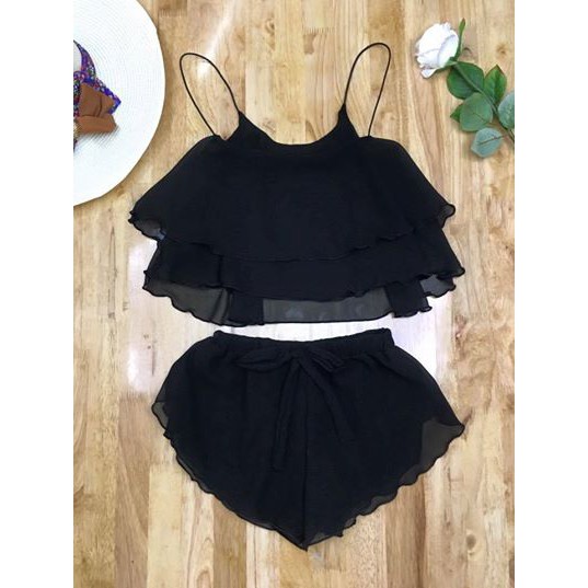 Set đồ bộ ngủ 2 dây thời trang vải voan cực kỳ quyến rũ và mát mẻ cho nữ - Set bướm | BigBuy360 - bigbuy360.vn