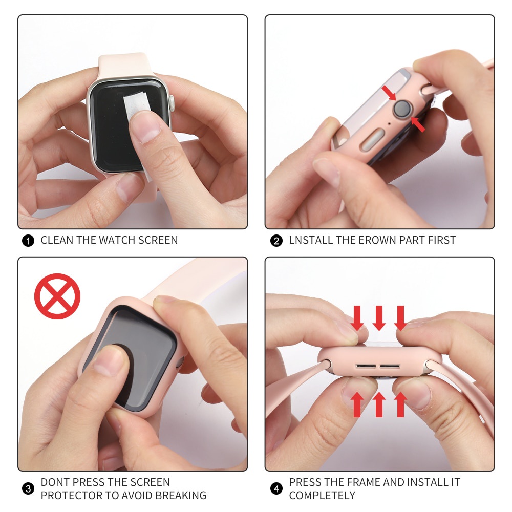 Bộ Kính Bảo Vệ Màn Hình Và Ốp Bảo Vệ Cho Apple Watch Series 3 4 5 6 SE 7 45Mm 44Mm 40Mm 42Mm 38Mm