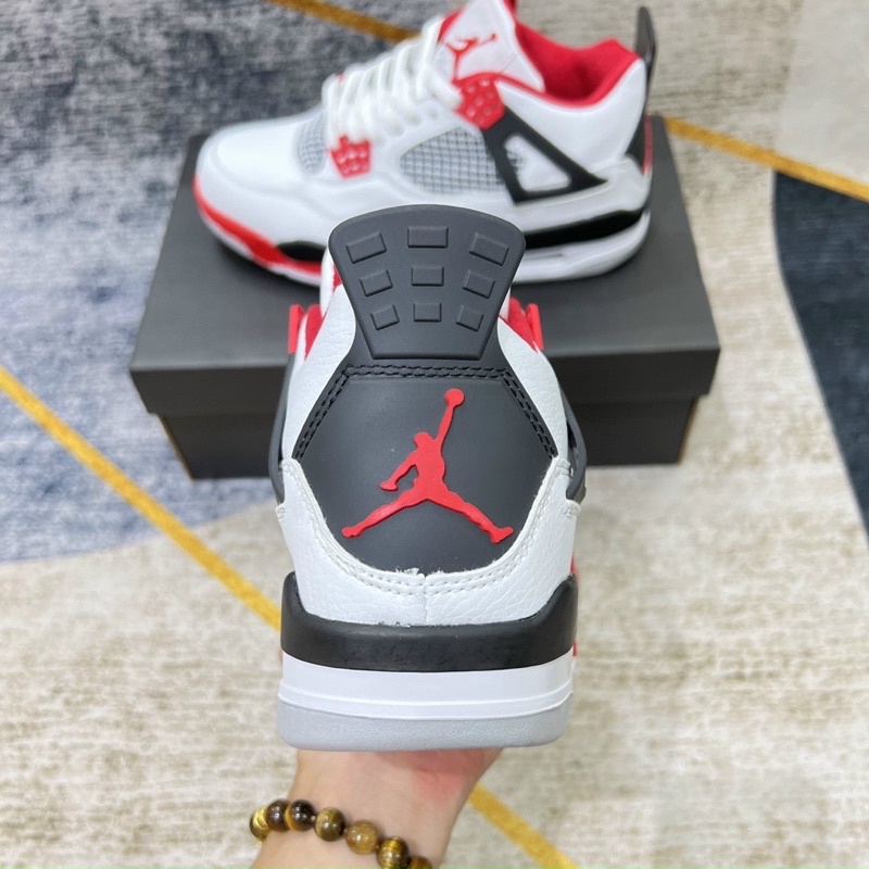 Giày jordan 4 trắng đỏ đen + full hộp giày