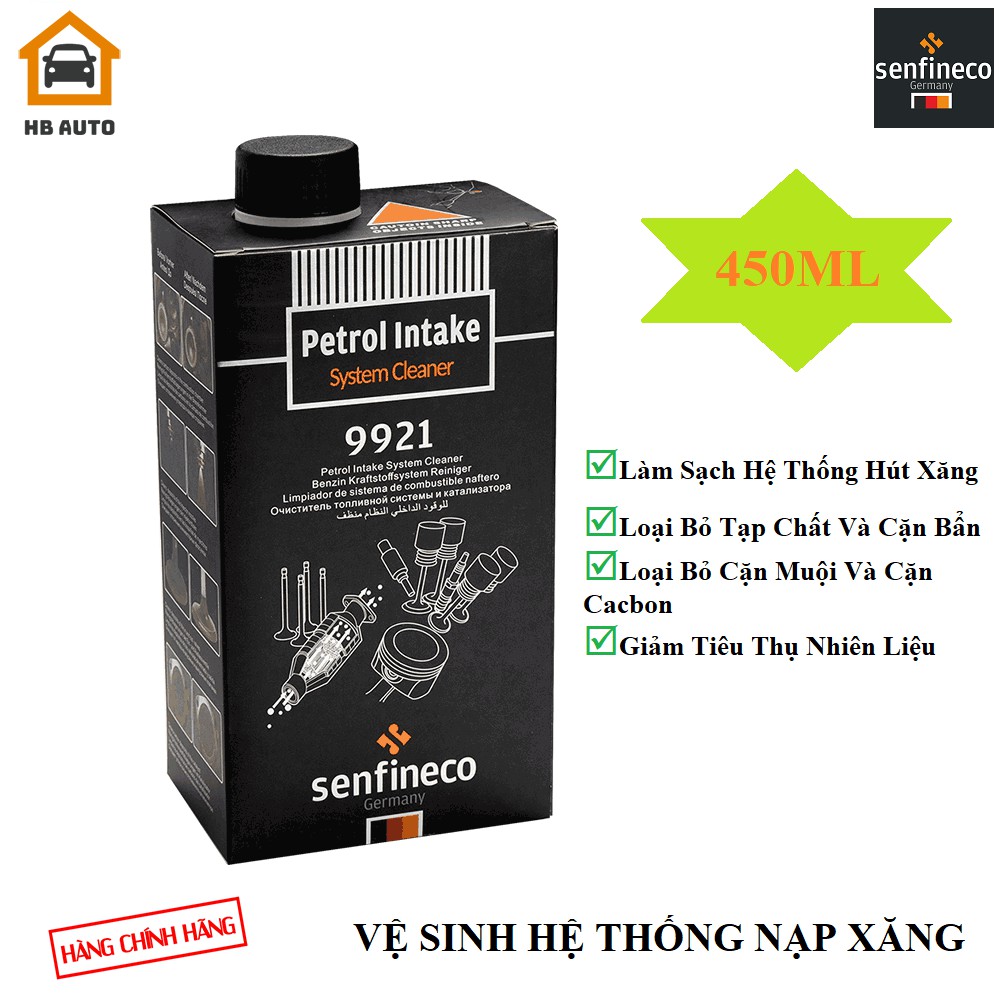 {Cao Cấp} Dung Dịch Vệ Sinh Hệ Thống Nạp, Buồng Đốt và Xả Máy Xăng Senfineco Petrol Intake System Cleaner 450ML 9921.