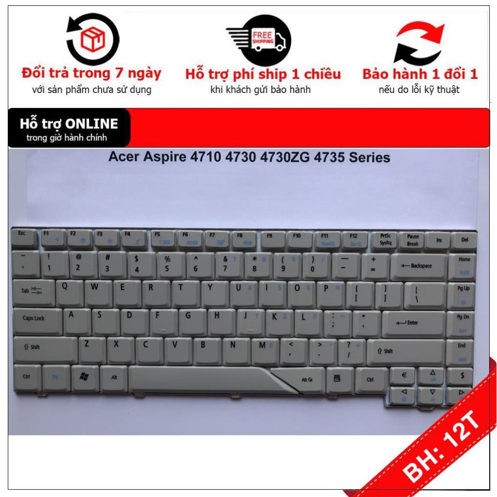 [BH12TH] Bàn phím cho Acer Aspire 4210 4520 4710 5220 5310 5720 5235 6920 Trắng Hàng Mới 100% .