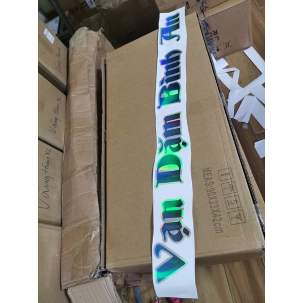 Tem dân trang trí xe tải VẠN DẶM BÌNH AN, tem dán TURBO 7 màu siêu chất.