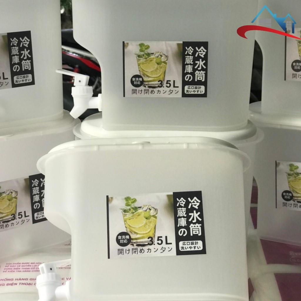 Bình nước hoa quả 3,5l, Bình đựng nước để tủ lạnh có vòi thiết kế thông minh, Nhựa PP an toàn, dễ dàng tháo lắp lau rửa