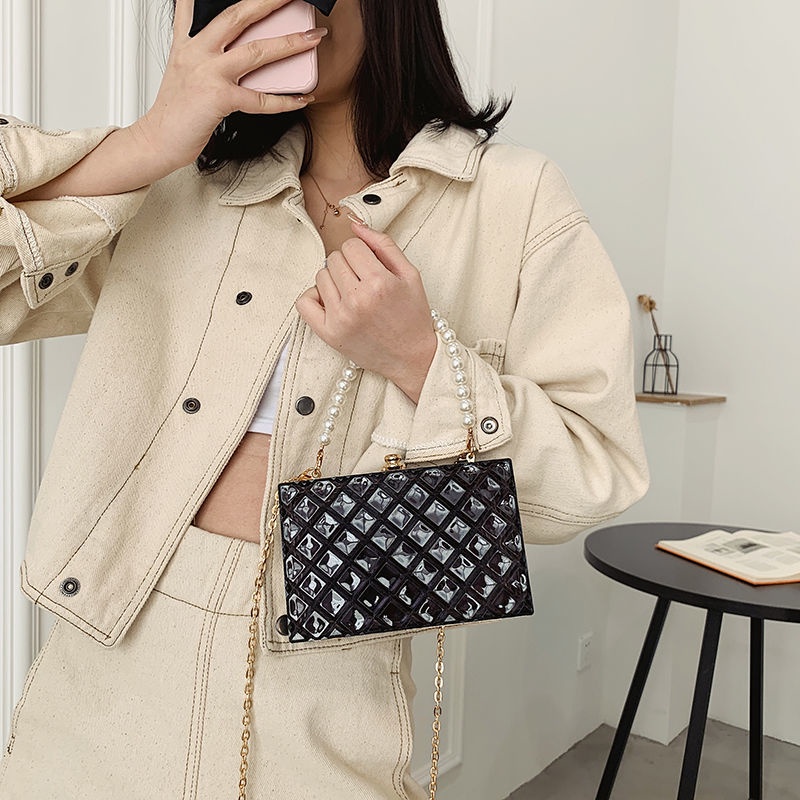 Túi Đeo Chéo Trong Suốt Đính Ngọc Trai 2021 Thời Trang Xuân Hè Cho Nữ