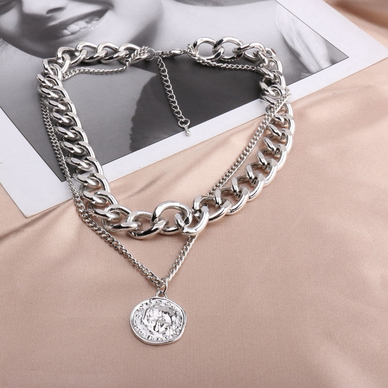 Dây chuyền 2 lớp mặt chân dung phong cách hip hop cổ điển