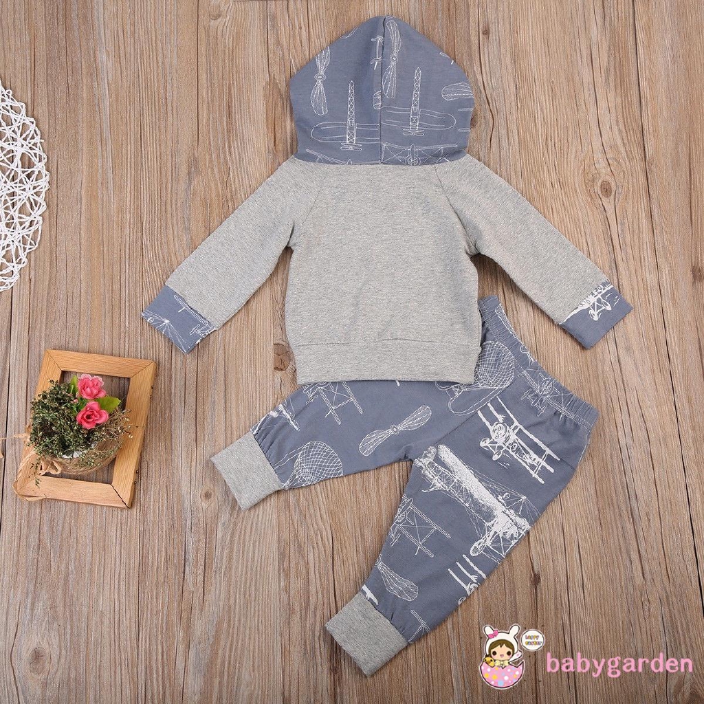 Set áo khoác mũ trùm và quần dài in hình đáng yêu cho bé