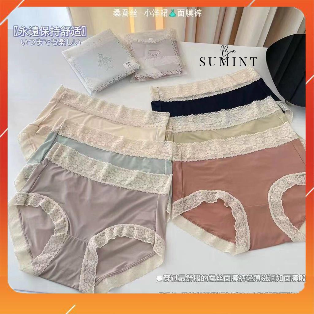 Quần lót nữ cotton viền ren cạp cao siêu mềm kháng khuẩn thoáng mát thấm hút mồ hôi Q1206