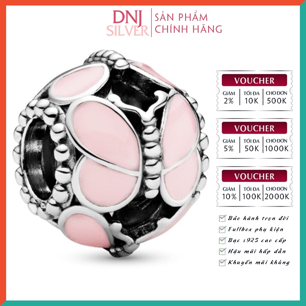Charm bạc 925 cao cấp, hàng chuẩn bạc - Charm Pink Butterfly thích hợp để mix vòng tay charm - DN221