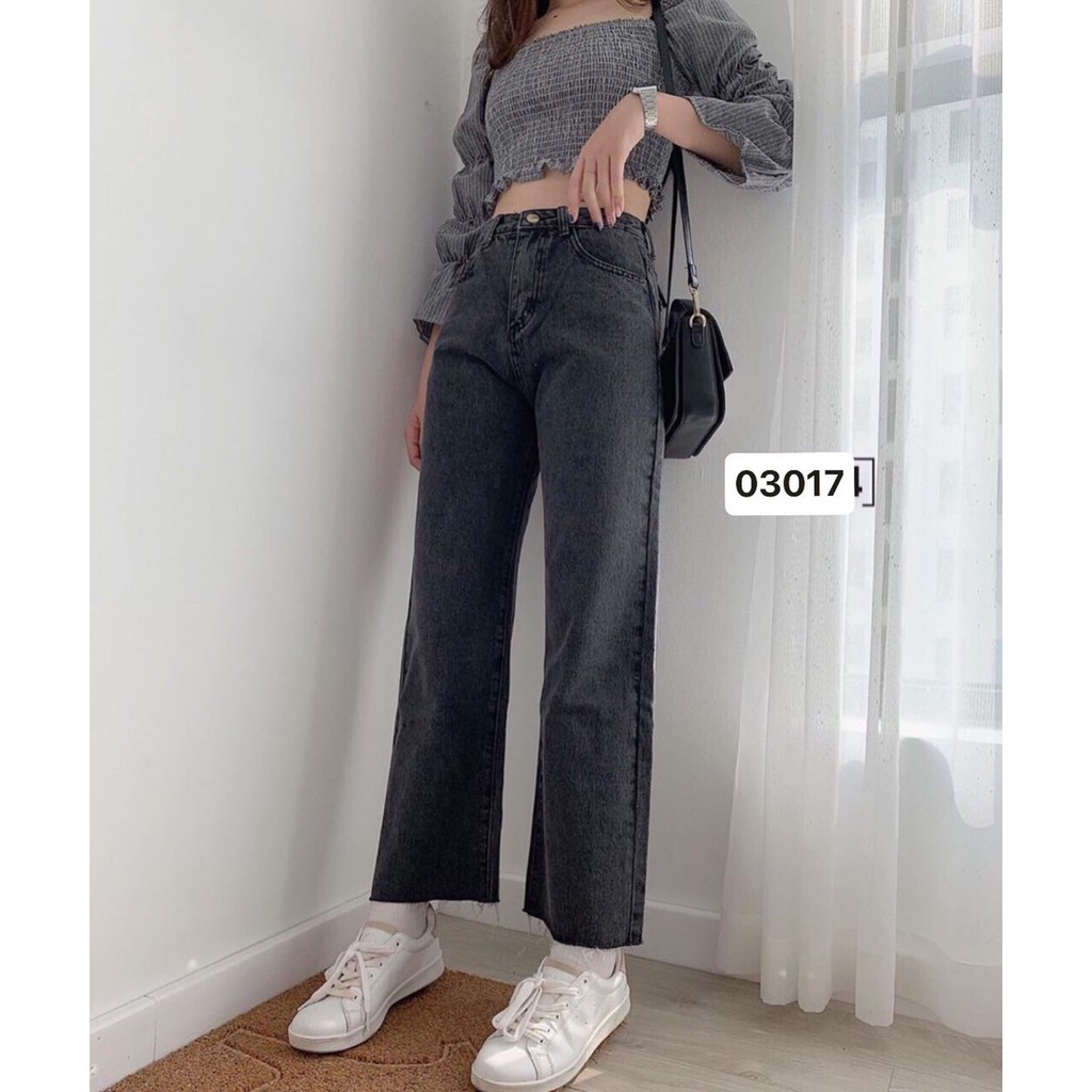 QUẦN JEAN ỐNG RỘNG NỮ CAO CẤP HADI MÀU XÁM ĐEN ĐỦ SIZE FORM CHUẨN CỰC HOT