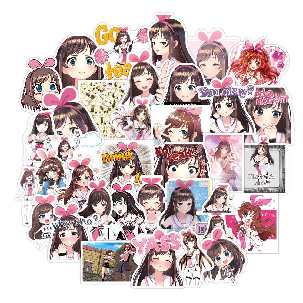 Set 50 miếng sticker hình Kizuna AI dán trang trí chống thấm