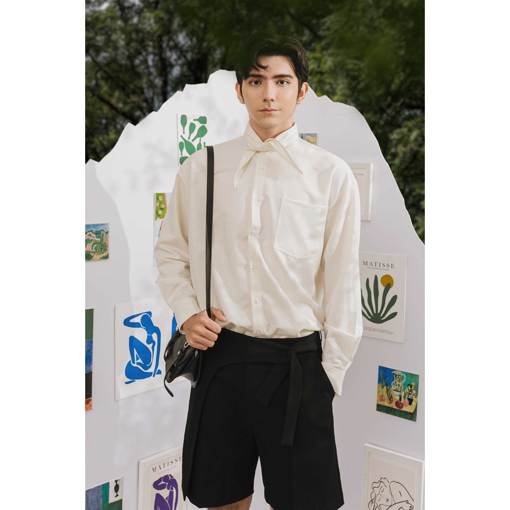 BLANKESPACE Áo Sơ Mi Tay Dài White Rabbit Shirt Form Rộng Vải Cotton Sợi Chéo Thời Trang Nam Nữ Unisex