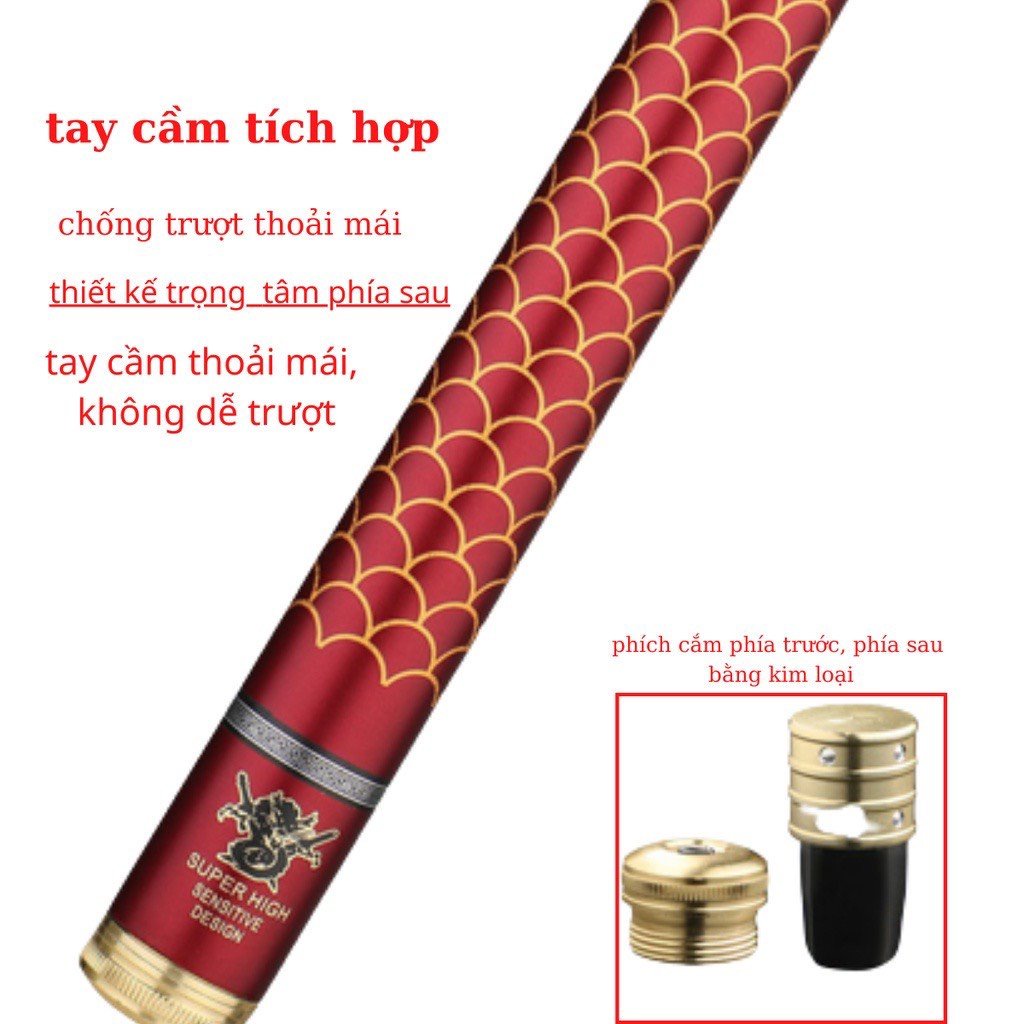 Cần Câu Tay Câu Đài Hoàng Long 6H Cần Câu Cá Carbon Cao Cấp Tặng Kèm Ngọn Phụ