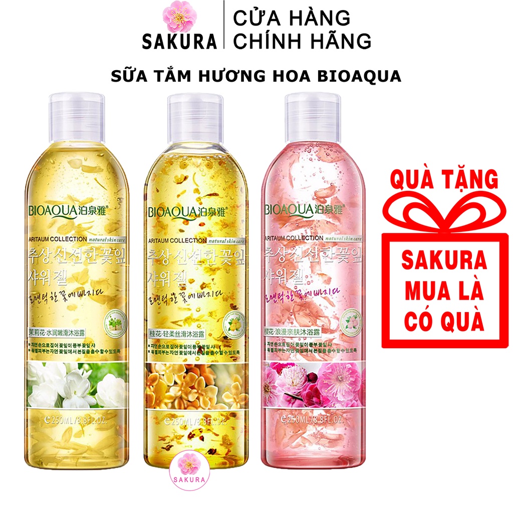 Sữa tắm BIOAQUA hương nước hoa quyến rũ dưỡng ẩm trắng da tự nhiên nội địa trung SAKURA 250ml