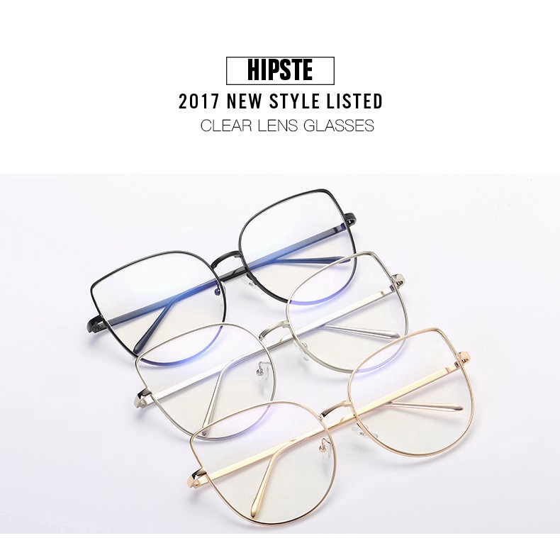 Kính Mắt Mèo Samjune Gọng Kim Loại Thiết Kế Thời Trang Tròng Kính Trong Suốt Dành Cho Nam/ Nữ