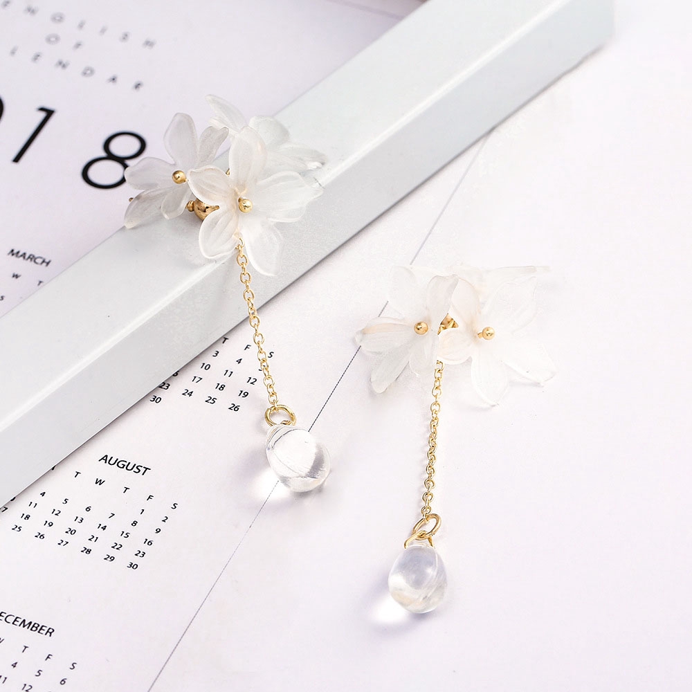 Khuyên tai dáng dài hình bông hoa thời trang thanh lịch dành cho nữ