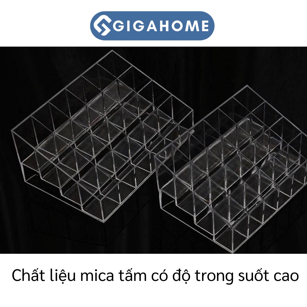 Khay Đựng Son 24 Ô GIGAHOME Nhựa Mica Loại Mỏng, Trong Suốt, Giúp Không Gian Gọn Gàng 4053