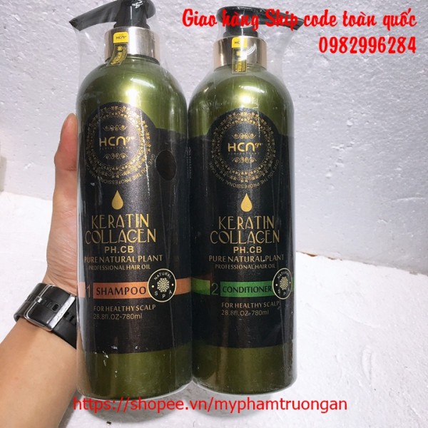 Bộ Dầu gội và dầu xả keratin Collagen HCN Go Perfect Car