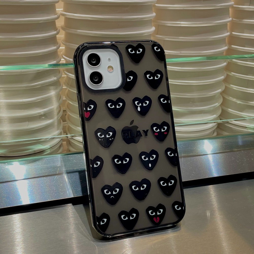 Ốp Điện Thoại Họa Tiết Trái Tim Màu Đen Cho iphone 15promax 14promax 11 13 / 12pro / 13max iphone x / xs / xr 78P