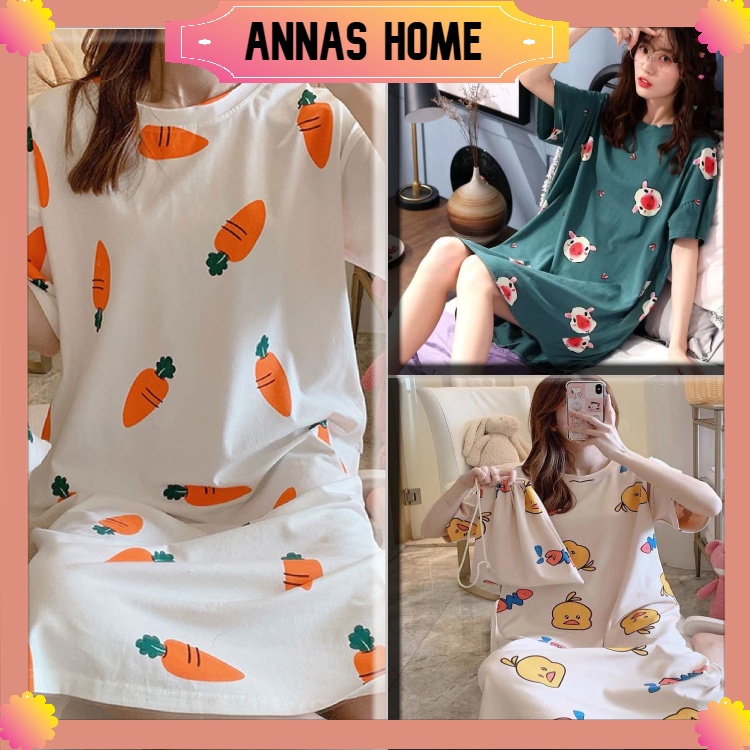 Đầm Ngủ Pijama Ngắn Tay Dáng Rộng In Hoạt Hình Dễ Thương Dành  Cho Nữ và Mẹ Bầu | WebRaoVat - webraovat.net.vn