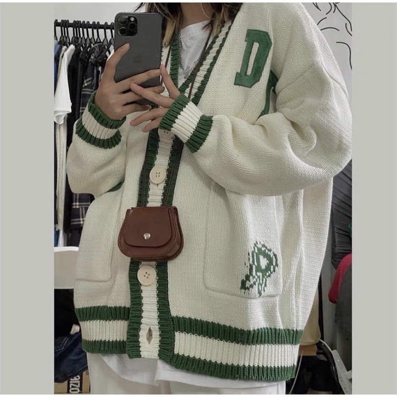 Lea - Cardigan viền xanh lá phong cách Hàn Quốc