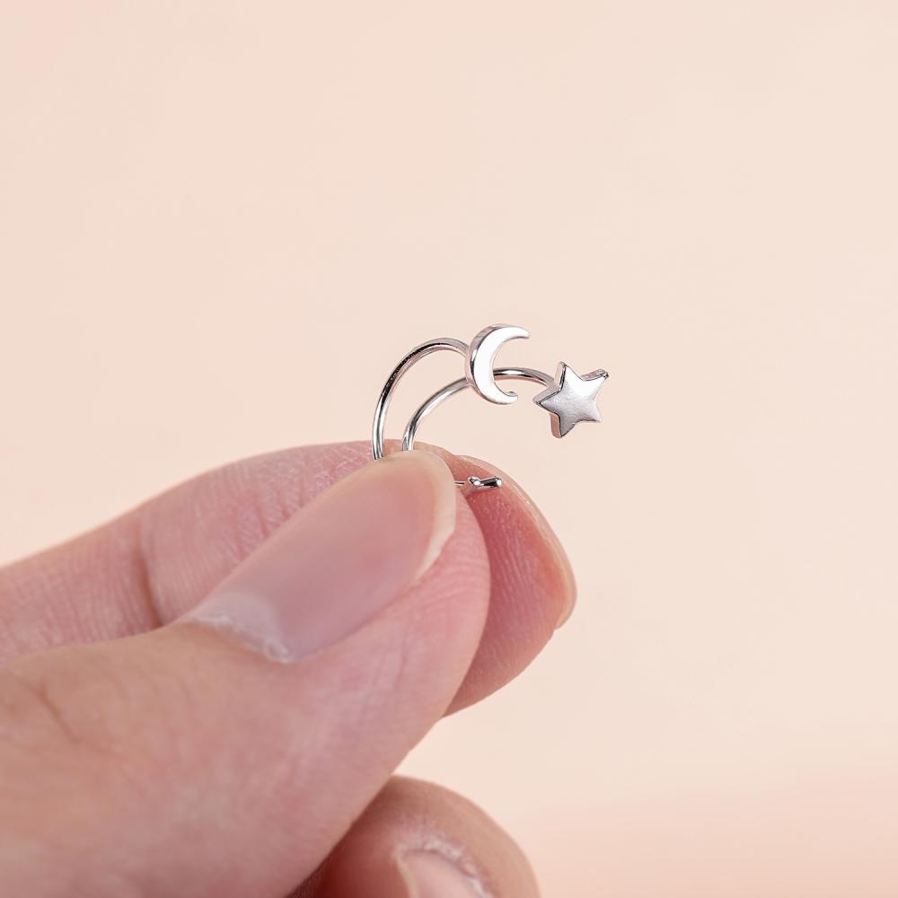 1 Đôi Bông Tai Bạc Sterling 925 Hình Hoa Bướm Mặt Trăng Trái Tim 20G